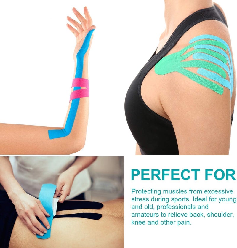 D-Fix شريط كينيسيو (5 م × 5 سم) خالي من اللاتكس وقابل للتنفس لشريط رياضي للإصابات، دعم العضلات، تخفيف الألم، دعم المفاصل والعلاج الطبيعي - وردي - Image 5