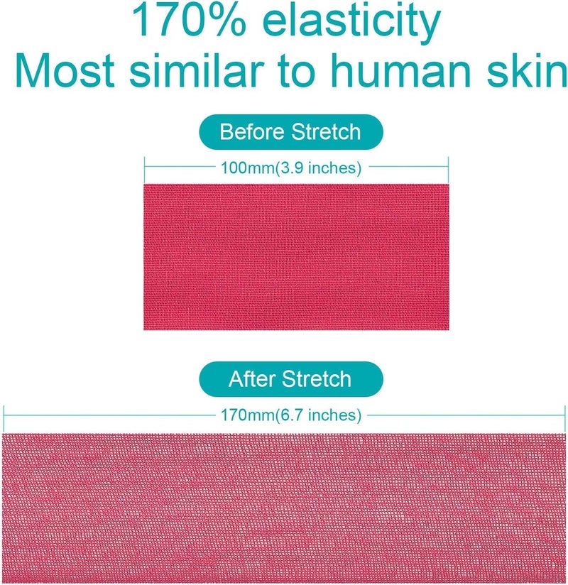 D-Fix شريط كينيسيو (5 م × 5 سم) خالي من اللاتكس وقابل للتنفس لشريط رياضي للإصابات، دعم العضلات، تخفيف الألم، دعم المفاصل والعلاج الطبيعي - وردي - Image 4