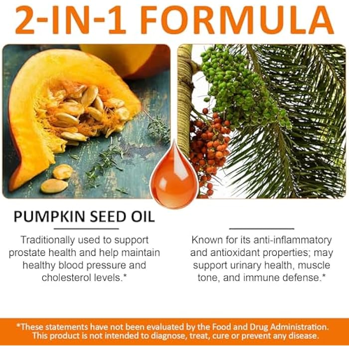 SDJUFEI Pumpkin Seed Oil with Saw Palmetto, 2 in 1 Pumpkin Seed Oil Capsules for Hair Growth, 1000mg per Serving, 300 Softgels,– Cold Pressed, Prostate, Urinary & Bladder Health, Pure & Natural - Image 5