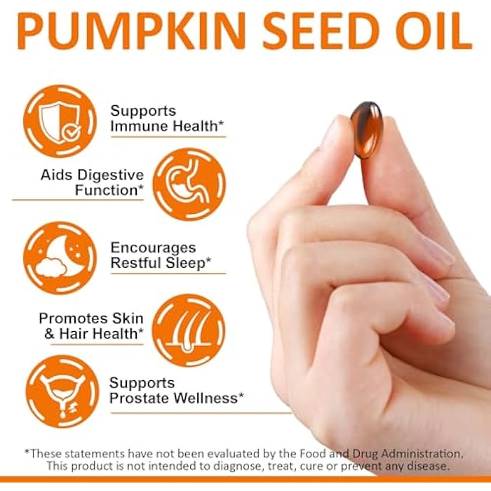 SDJUFEI Pumpkin Seed Oil with Saw Palmetto, 2 in 1 Pumpkin Seed Oil Capsules for Hair Growth, 1000mg per Serving, 300 Softgels,– Cold Pressed, Prostate, Urinary & Bladder Health, Pure & Natural - Image 4
