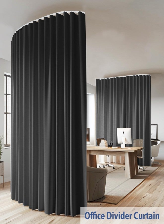 cbsroro Room Divider Curtains Ceiling Mounted Track Sets Extra Wide Blackout Curtain Flexible Tracks for Bedroom Privacy Partition Separator, 1 Panel Black Drape and White Rail, W8.3 x H7ft - Image 2