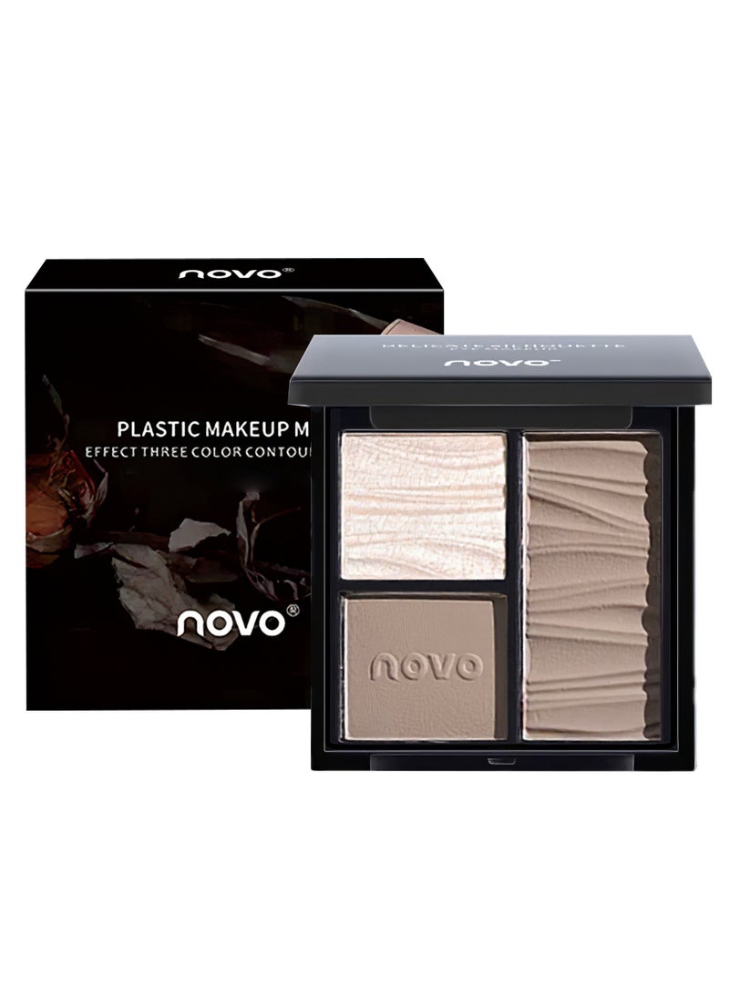 Novo Multi Effect Three Color Contouring Disk, Makeup Palette Contain Contour and Highlighter, Eye Makeup Palette, Contouring Palette, Matte Radiance Luminizer  - Image 1