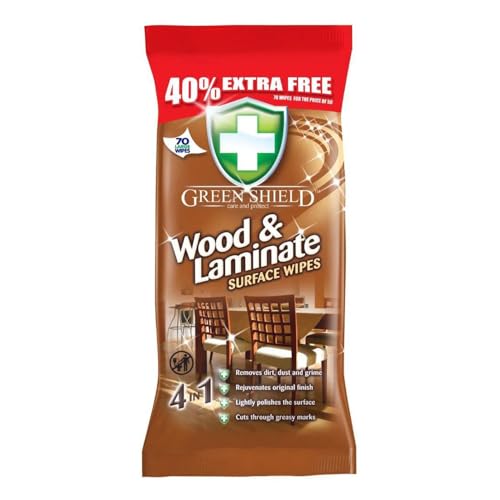 Greenshield Wood and Laminate Surface Wipes - Pack of 70(Extra Large Wipes) - Image 1