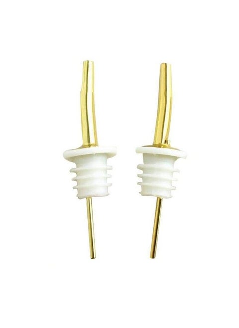 Wine Olive Oil Bottle Pourer Spouts With Rubber Dust Caps From Ocharzy (Gold 2 Pcs)