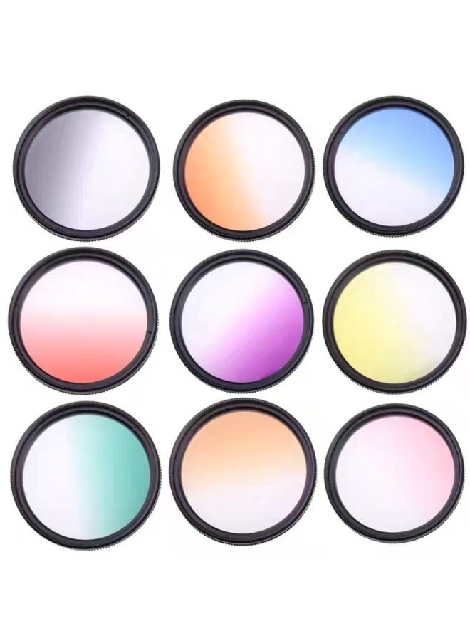 Generic - Camera Round Gradient Mirror Gradual Gray/orange/red/blue/yellow/green/purple Photography Filter Order Please Note The Color-Color:58mm - Image 1