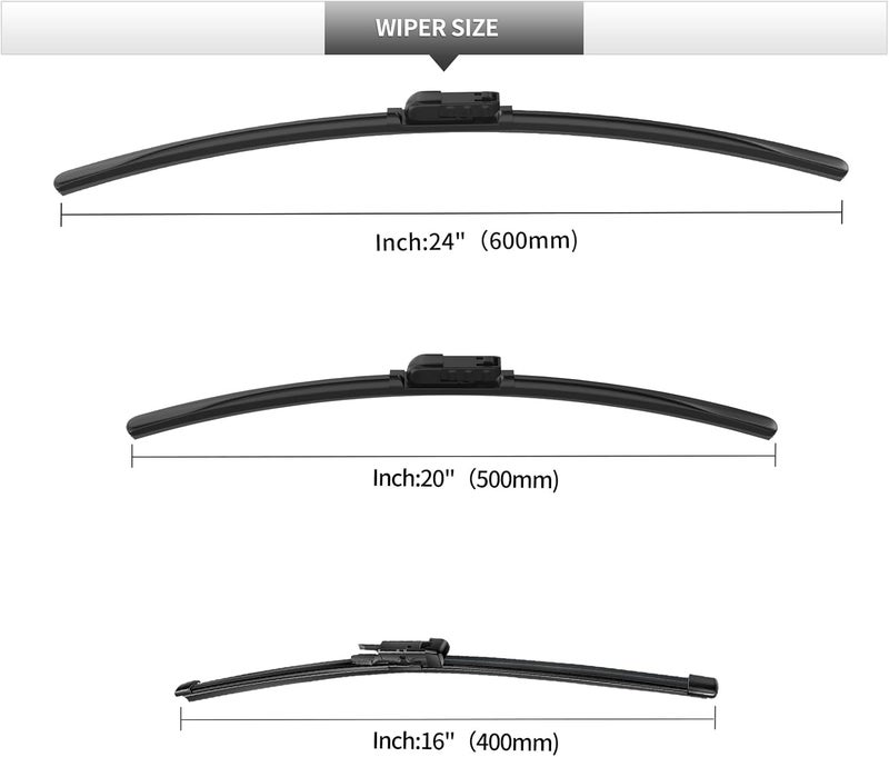 GARDIMU Replacement Windshield Wiper Blades for Porsche Macan - Front and Rear All-Season - Image 3
