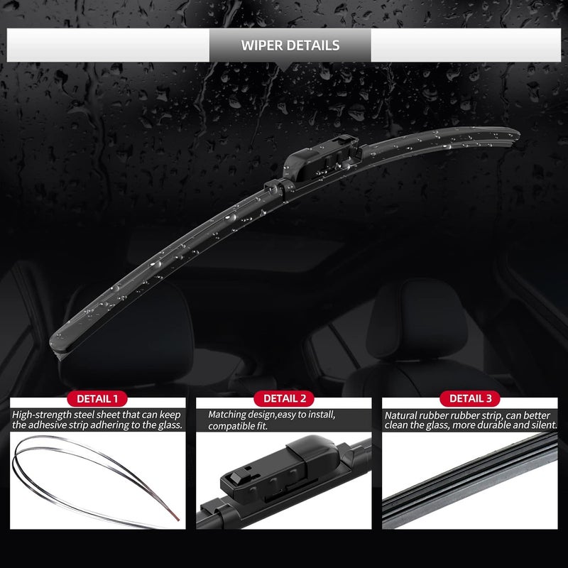 GARDIMU Replacement Windshield Wiper Blades for Porsche Macan - Front and Rear All-Season - Image 4