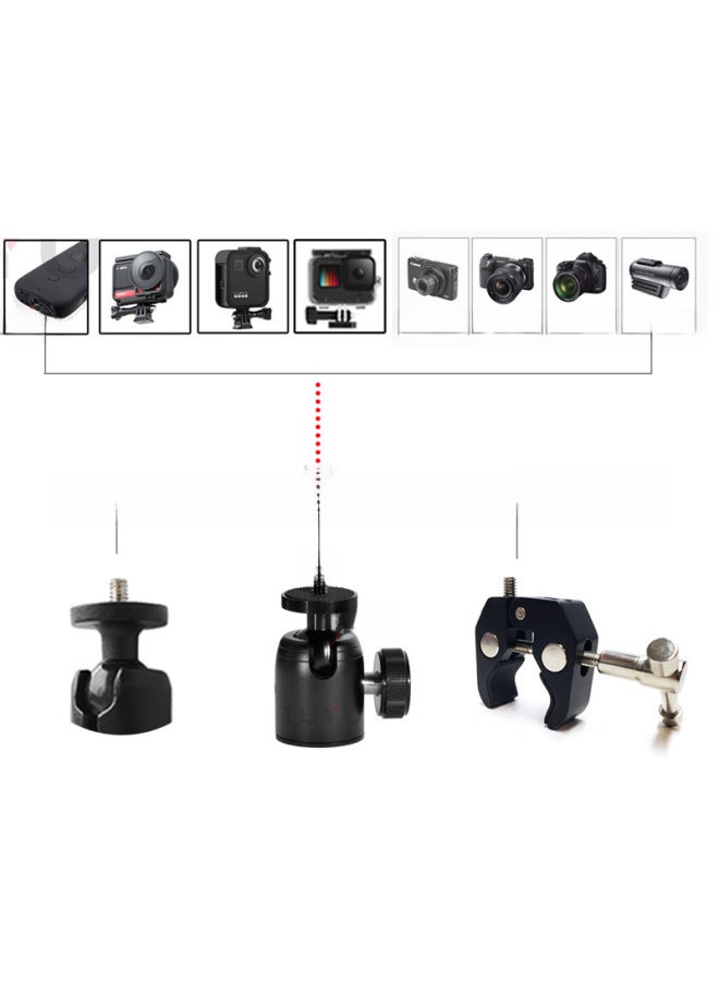 Generic Motorcycle Bracket For Insta360one R X2 Panoramic Camera Invisible Selfie Stick Third Person Riding-Color:SM01-U + Aluminum Alloy Pan/tilt Adapter - Image 4