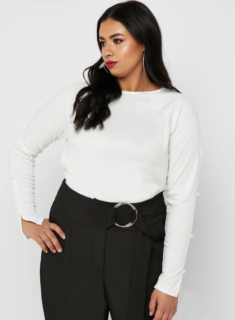 LOST INK PLUS Cowl Back Button Detail Top