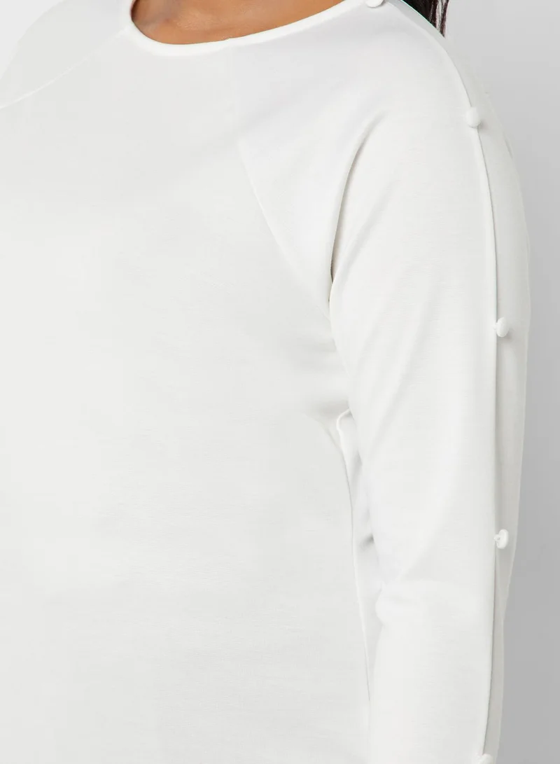 LOST INK PLUS Cowl Back Button Detail Top