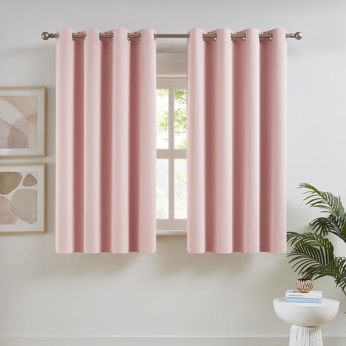 Baby Pink Curtains 45 Inch Length for Kids Room Thermal Insulated Blackout Curtain for Nursery Small Short Window Drape Grommet 52 x 45 Inches Long