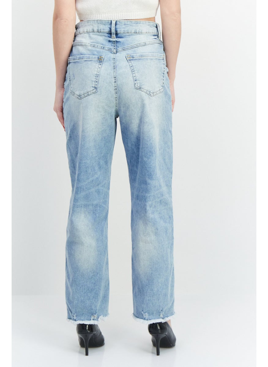 INC Denim - Women High Rise Ripped Stretchable Jeans, Blue - Image 1