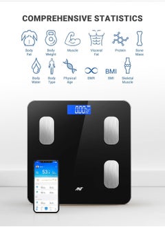 ANT Esports Flora Smart Wireless Digital Bathroom Scale With Bluetooth | Accurate to 0.1kg | Body Weight & Fat Monitor,Muscle BMI | Body Composition Monitor, Body Scale Monitors | 180kg Capacity | Weighing Scale  - Image 2