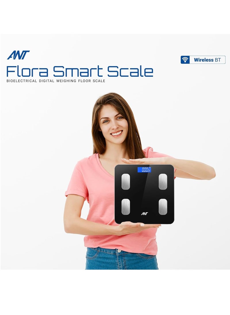 ANT Esports - Flora Smart Wireless Digital Bathroom Scale With Bluetooth | Accurate to 0.1kg | Body Weight & Fat Monitor,Muscle BMI | Body Composition Monitor, Body Scale Monitors | 180kg Capacity | Weighing Scale - Image 1