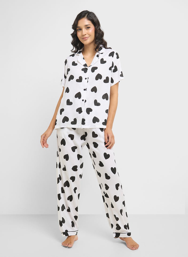 Ginger Heart Print Shirt & Pyjama  Set  - Image 5