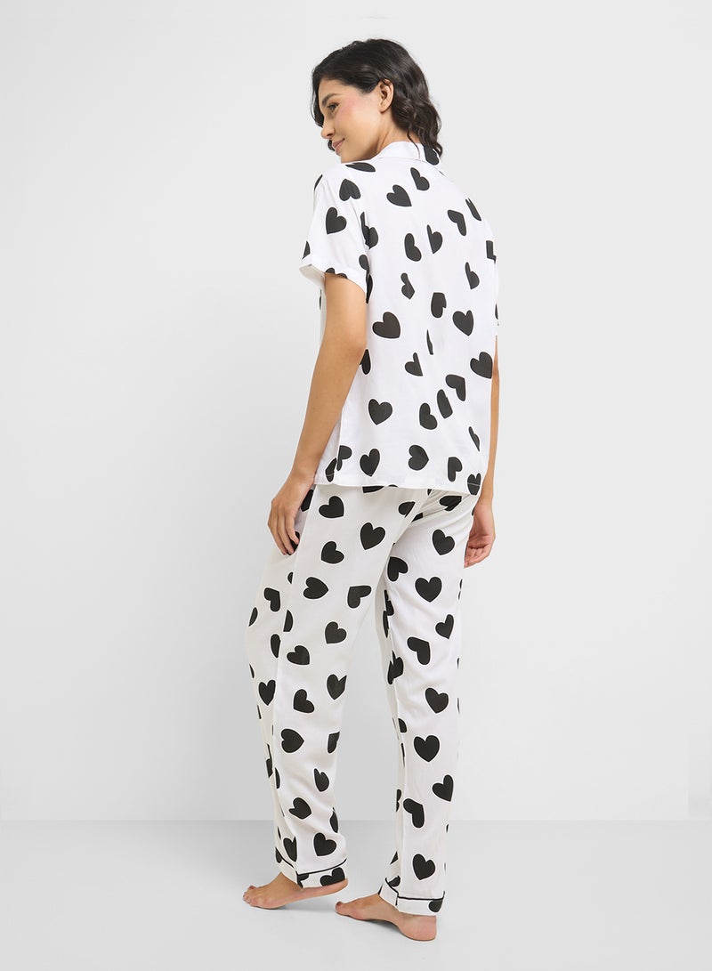 Ginger Heart Print Shirt & Pyjama  Set  - Image 2