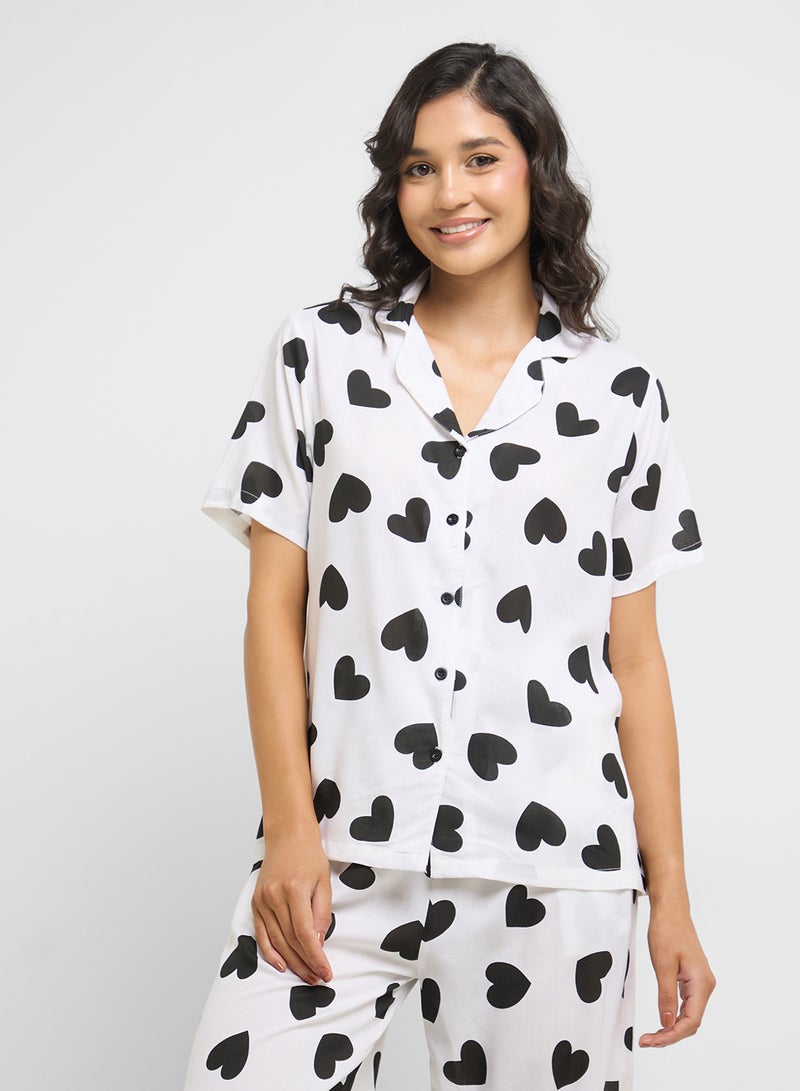 Ginger Heart Print Shirt & Pyjama  Set  - Image 3