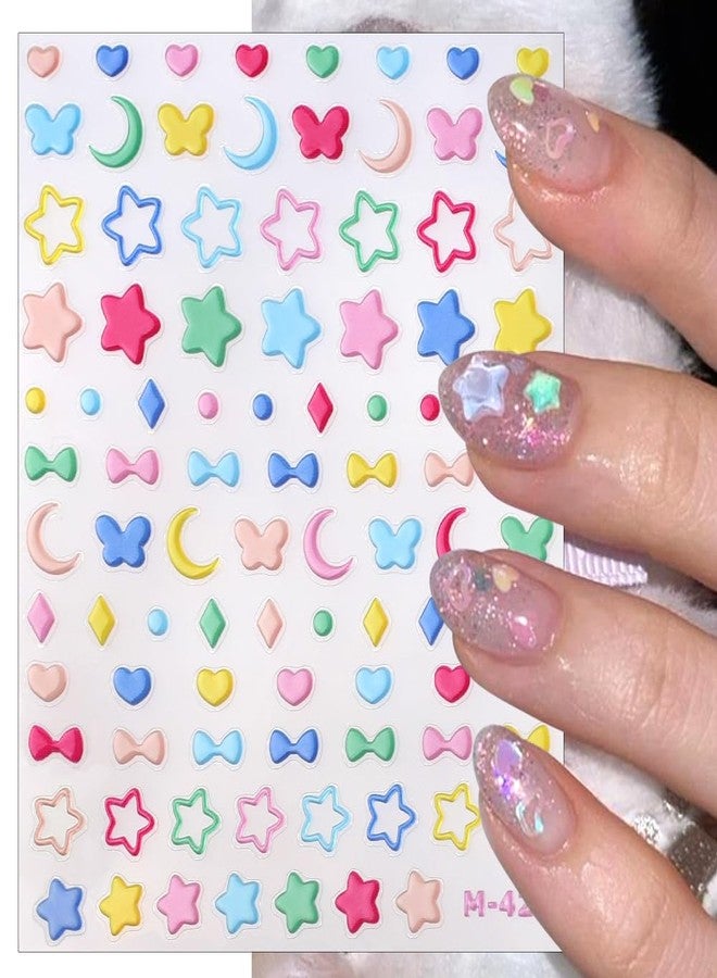 JALIYA 5D Colorful Jelly Nail Art Stickers 5D Embossed Heart Moon Star Nail Stickers for Nail Art Supplies Self-Adhesive Butterfly Bow Nail Decals Cute Star Stickers for Nails Design Women Nail Accessories - Image 5