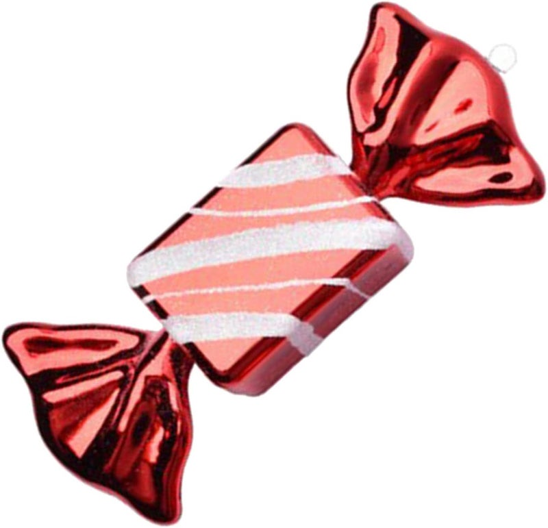 كلاراكو قلادة حلوى مزخرفة، هدية مميزة، زينة مبتكرة، كرات حلوى حمراء وبيضاء متداخلة، دعائم مصاصة، عصا كبيرة لشجرة عيد الميلاد، حفلات الزفاف، حفلات المنزل - 18 سم - Image 1