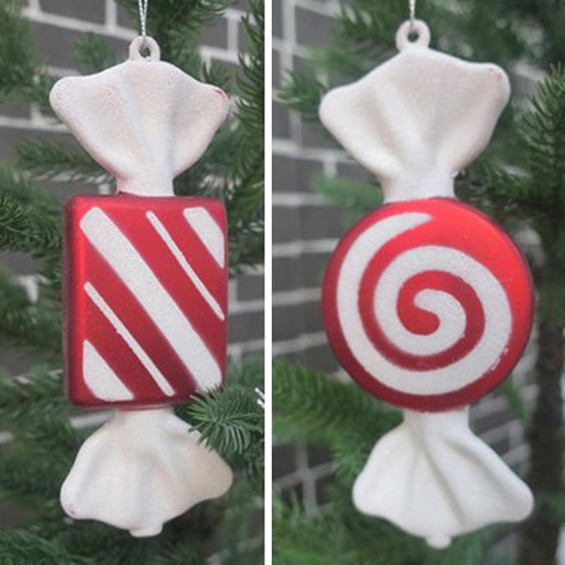 كلاراكو قلادة حلوى مزخرفة، هدية مميزة، زينة مبتكرة، كرات حلوى حمراء وبيضاء متداخلة، دعائم مصاصة، عصا كبيرة لشجرة عيد الميلاد، حفلات الزفاف، حفلات المنزل - 18 سم - Image 5