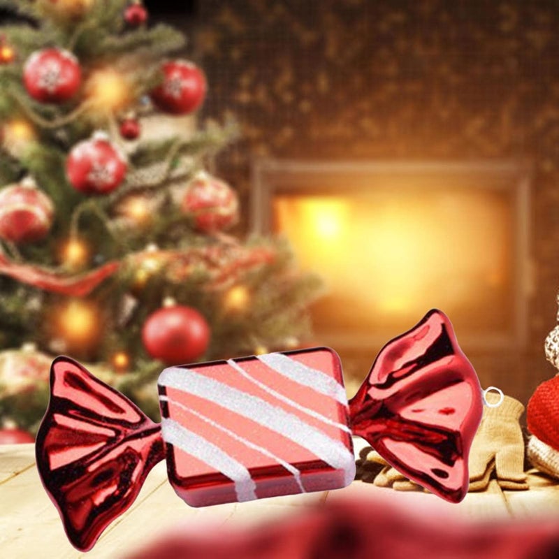 كلاراكو قلادة حلوى مزخرفة، هدية مميزة، زينة مبتكرة، كرات حلوى حمراء وبيضاء متداخلة، دعائم مصاصة، عصا كبيرة لشجرة عيد الميلاد، حفلات الزفاف، حفلات المنزل - 18 سم - Image 3