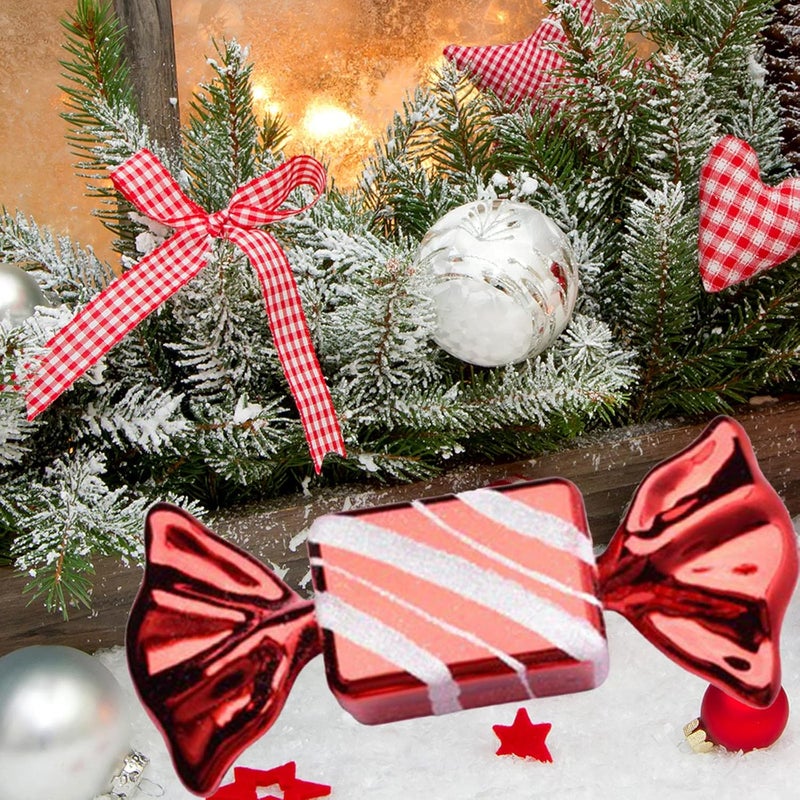 كلاراكو قلادة حلوى مزخرفة، هدية مميزة، زينة مبتكرة، كرات حلوى حمراء وبيضاء متداخلة، دعائم مصاصة، عصا كبيرة لشجرة عيد الميلاد، حفلات الزفاف، حفلات المنزل - 18 سم - Image 2