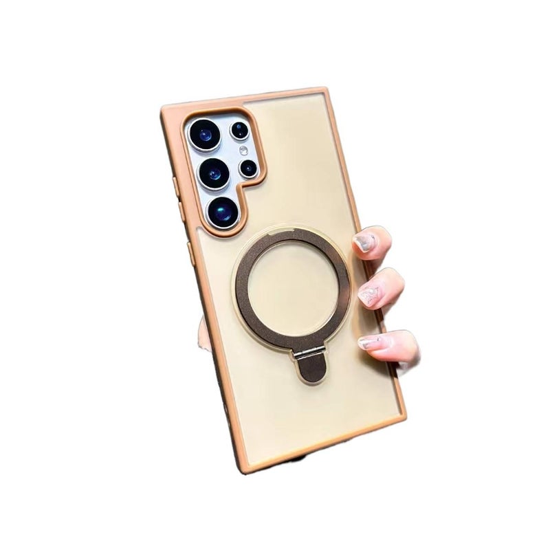 MagSafe Samsung Galaxy S24 Ultra TPU Case Protective with Kickstand and Matte Finish in Gold for Work and School - Image 1