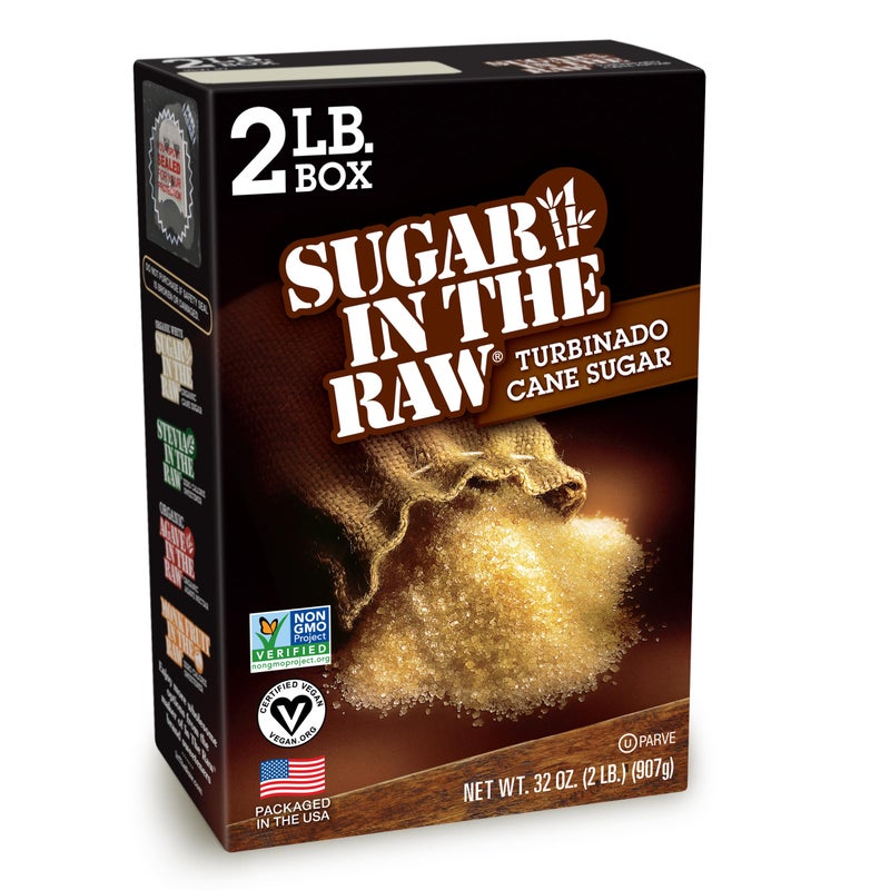 Sugar In The Raw Granulated Turbinado Cane Sugar No Added Flavors or erythritol Pure Natural Sweetener Hot Cold Drinks Coffee Baking Vegan GlutenFree NonGMO Bulk Sugar 2lb Bag 1Pack