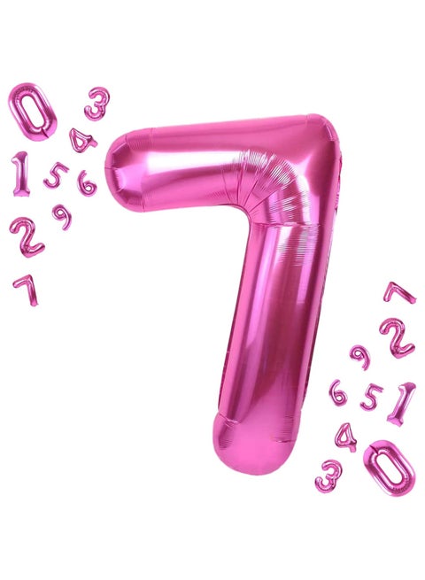 Pink Number 7 Foil Balloon For 7th Birthday Decoration