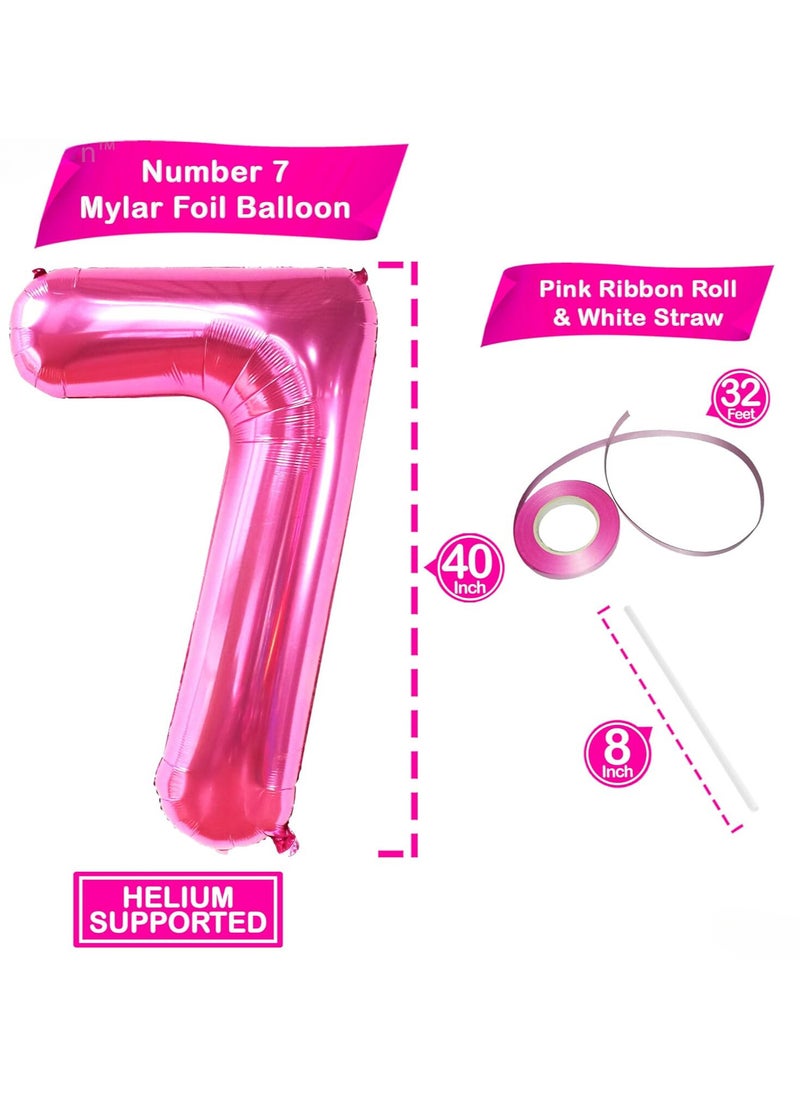 KATCHON Pink Number 7 Foil Balloon For 7th Birthday Decoration  - Image 2