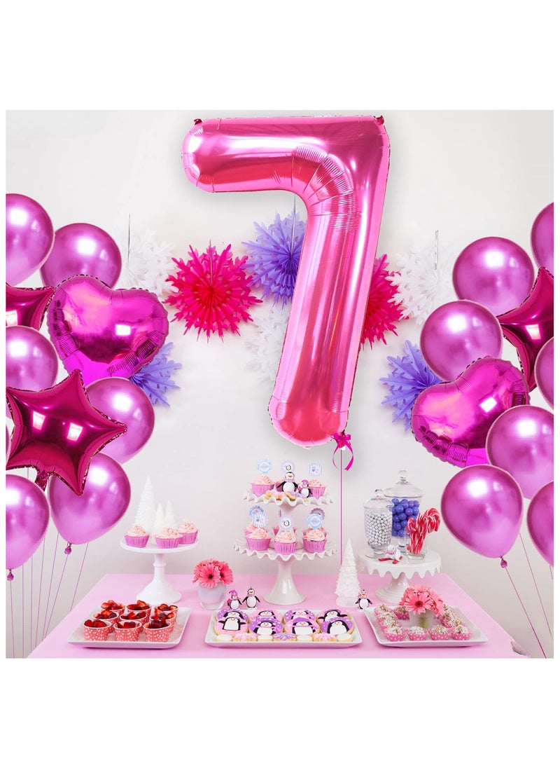 KATCHON Pink Number 7 Foil Balloon For 7th Birthday Decoration  - Image 3