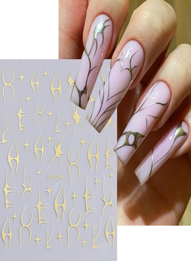 HYWWPFLAY 3 Sheets 3D Flame Nail Stickers, y2k Self - Adhesive 3D Fire Nail Art Stickers, Metal Flame Line Star Design Nail Decals for Women Girls DIY Manicure Decor Supplies - Image 2