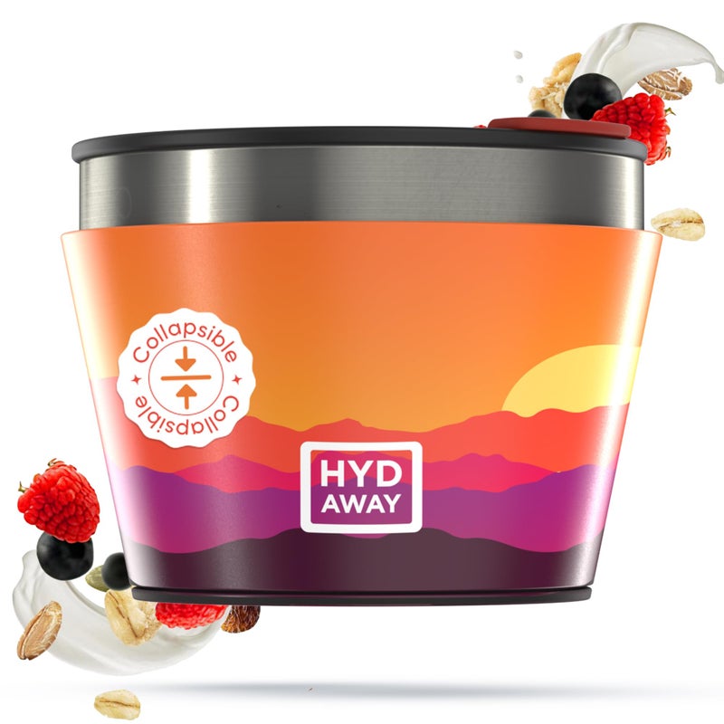 HYDAWAY 15Cup Collapsible Insulated Bowl with Lid  BPAFree LeakResistant and UltraCompact for Travel Camping  Everyday Meals