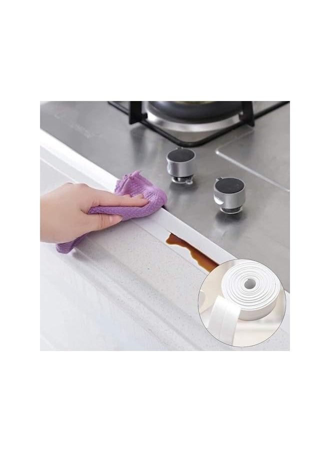 PROMASS - promass 3 Pcs Caulking Tape Strip, Self Adhesive Caulk Tape, Anti Mold Caulking Sealing Self Adhesive Bathtub Caulking Tape, for Kitchen Sink Toilet Bathroom Bathtub Floor Wall Edge Protector - Image 1