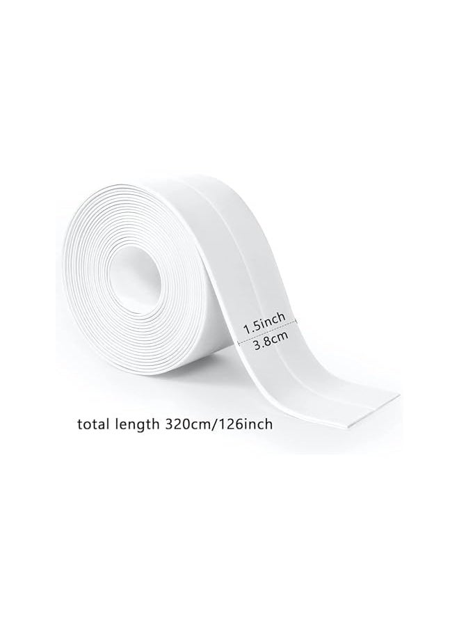 PROMASS - promass 3 Pcs Caulking Tape Strip, Self Adhesive Caulk Tape, Anti Mold Caulking Sealing Self Adhesive Bathtub Caulking Tape, for Kitchen Sink Toilet Bathroom Bathtub Floor Wall Edge Protector - Image 1