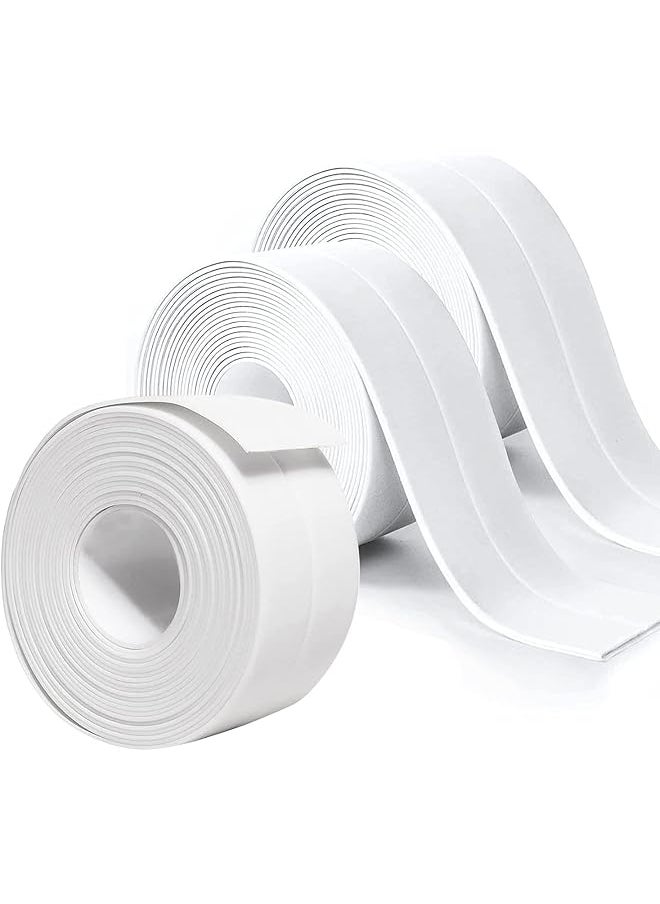 PROMASS - promass 3 Pcs Caulking Tape Strip, Self Adhesive Caulk Tape, Anti Mold Caulking Sealing Self Adhesive Bathtub Caulking Tape, for Kitchen Sink Toilet Bathroom Bathtub Floor Wall Edge Protector - Image 1