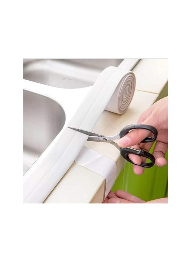 PROMASS - promass 3 Pcs Caulking Tape Strip, Self Adhesive Caulk Tape, Anti Mold Caulking Sealing Self Adhesive Bathtub Caulking Tape, for Kitchen Sink Toilet Bathroom Bathtub Floor Wall Edge Protector - Image 1