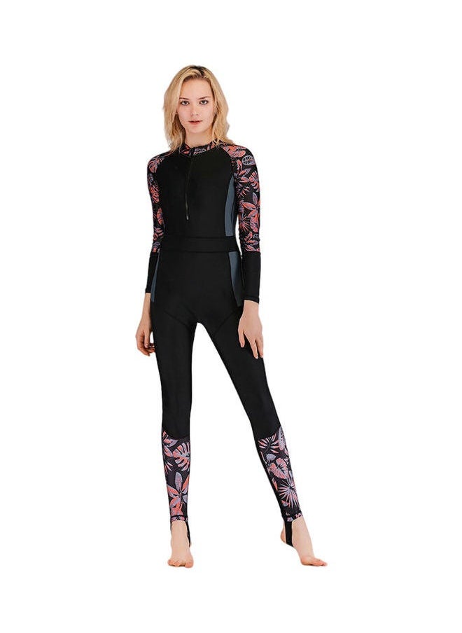 NIBEMINENT Long Sleeve Contrast Panel One Piece Swimwear Multicolour  - Image 1