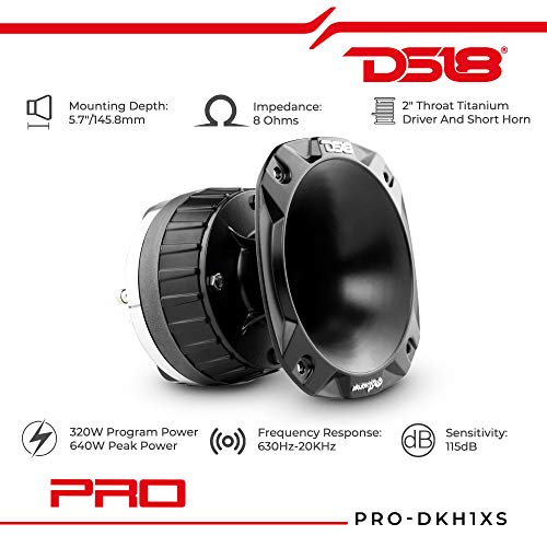 DS18 PRO-DKH1XS 2" مسافة سائق ضغط التيتانيوم مع حنجرة مثبتة ومجموعة بوق قصيرة من الألمنيوم - 640 واط، 8 أوم - Image 3