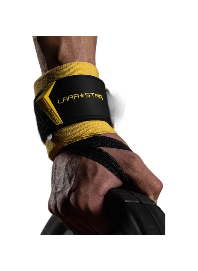 LAURASTAR Laura Star Fitness Wrist Support For Men, Bench Press Wrist Guard, Weightlifting Strength Training Anti-Sprain Sports Bandage, Peak Yellow, One Pair - Image 3