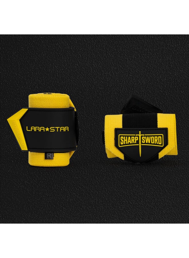 LAURASTAR Laura Star Fitness Wrist Support For Men, Bench Press Wrist Guard, Weightlifting Strength Training Anti-sprain Sports Bandage, Peak Yellow, One Pair - Image 4