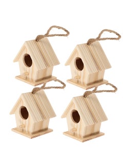 SYOSI Mini Hanging Wooden Bird Houses, 4 Pcs Charming Cage Ornament Crafts for Garden and Courtyard Decor, Perfect Birdhouses for Outdoor  - Image 1