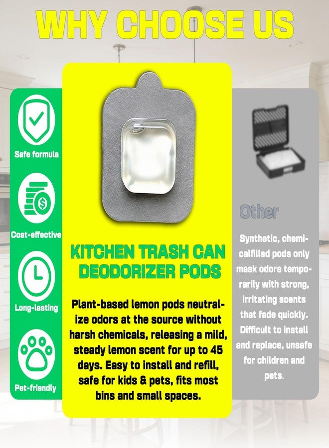 xcivi 6 Pack Replacement Lemon Scented Deodorizer Pod for Simplehuman, EKO Pod Holder, Compatible with Trash Can, Deodorizer Refills for Bathroom, Closet, Storage, Odor Eliminator for Trash Cans - Image 5