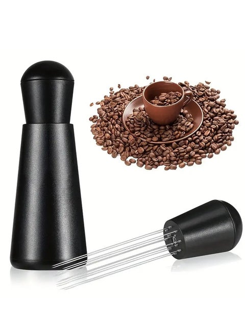 أداة توزيع إبرة القهوة الإسبريسو، أداة تقليب القهوة المطحونة مع حامل ألومنيوم أسود 12.5x3x3 سم