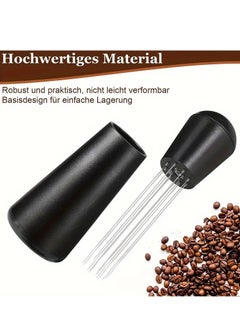 ELFSA Coffee Needle Espresso Dispensing Tool Coffee Ground Stirrer With Aluminum Stand Black 12.5x3x3cm  - Image 3