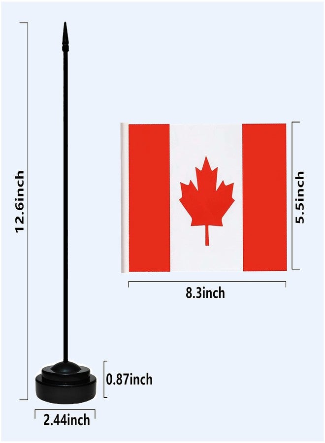 tibijoy USA American & Canada Canadian CA Desk Flags, US Canada Table Flag, Small Mini American & Canadian CA Twin Table Office Flag, Miniature Canadian CA and US Desktop Flag With 13" Solid Black Pole, Black - Image 3