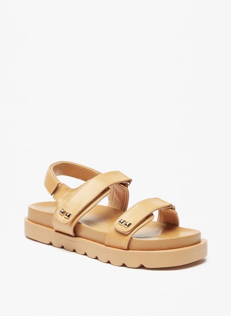 Flora Bella By Shoexpress Womens Studded Sandals with Hook and Loop Closure