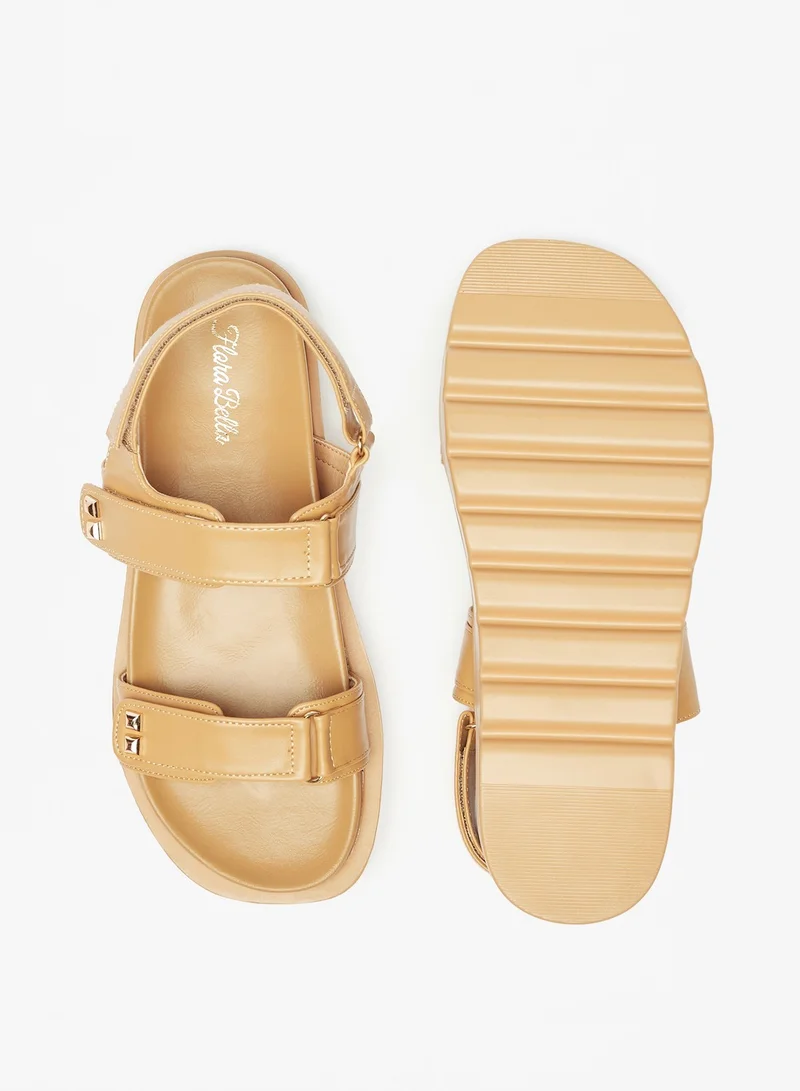 Flora Bella By Shoexpress Womens Studded Sandals with Hook and Loop Closure