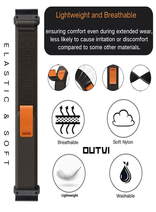 OUTVI Trail Loop Nylon Band compatible with garmin fenix 5x 6x 7x 3 hr 26mm quick fit bands Epix Pro Gen 2 51mm Enduro 2 D2 Delta PX BRAVO Charlie Rugged Braided Elastic Weave Strap men women GRAY - Image 2