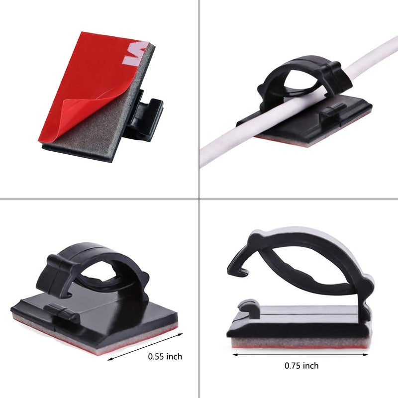 SAISN Adhesive Clips Strong Wire Holders 100 Pack Self-Adhesive Wire Clip Cable Cord Desk Management for Office Home and Car - Image 2